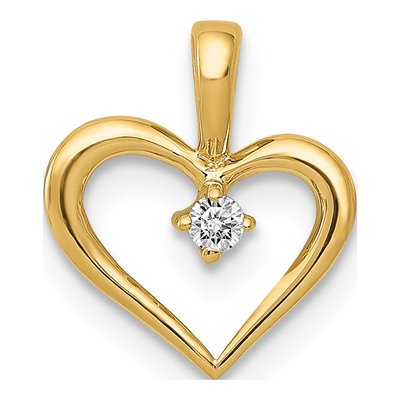 14K Yellow Gold Diamond Heart Pendant
