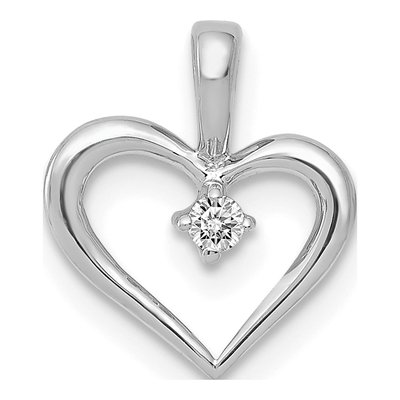 14K White Gold 1/20 ct tw Diamond Heart Pendant