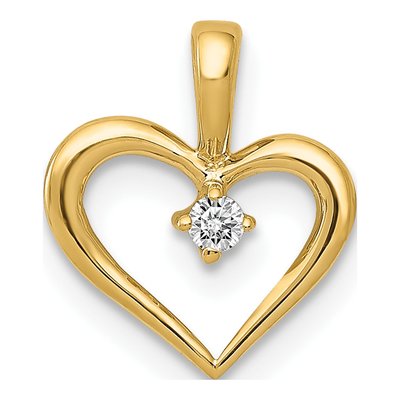 14K Yellow Gold 1/20 ct tw Diamond Heart Pendant