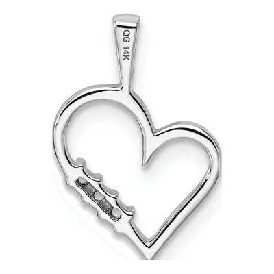 14K White Gold Heart for 3-Stones Pendant Mounting – view 4