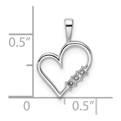 14K White Gold Heart for 3-Stones Pendant Mounting – view 5