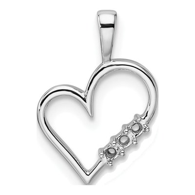 14K White Gold Heart for 3-Stones Pendant Mounting
