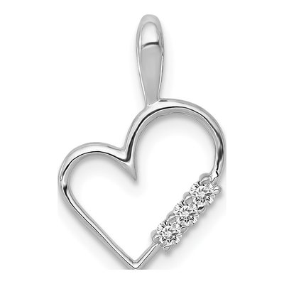14K White Gold 1/20 ct tw Diamond Heart Pendant