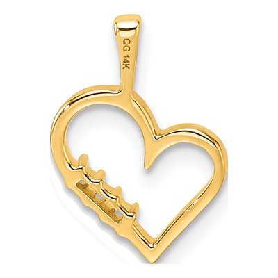 14K Yellow Gold Heart for 3-Stones Pendant Mounting – view 3