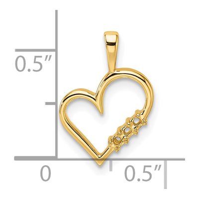 14K Yellow Gold Heart for 3-Stones Pendant Mounting – view 4