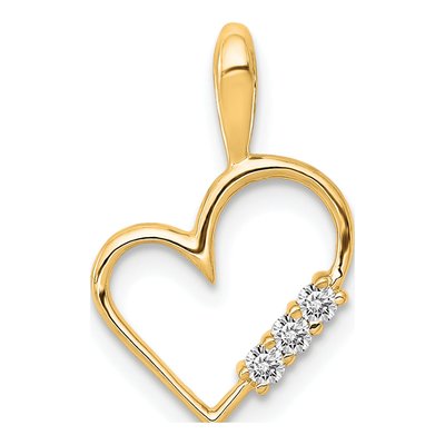 14K Yellow Gold 1/20 ct tw Diamond Heart Pendant