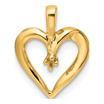 14K Yellow Gold Heart Pendant Mounting