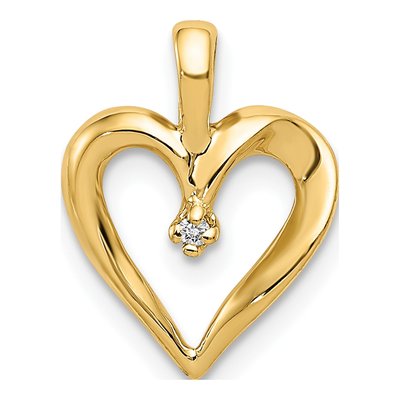 14K Yellow Gold Diamond Heart Pendant