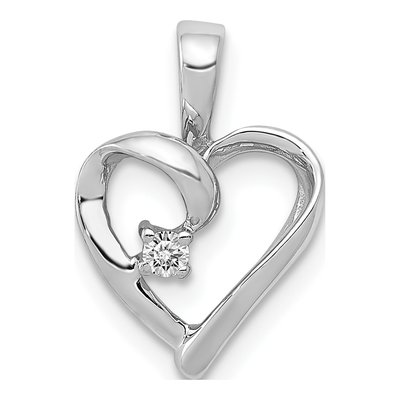 14K White Gold Diamond Heart Pendant
