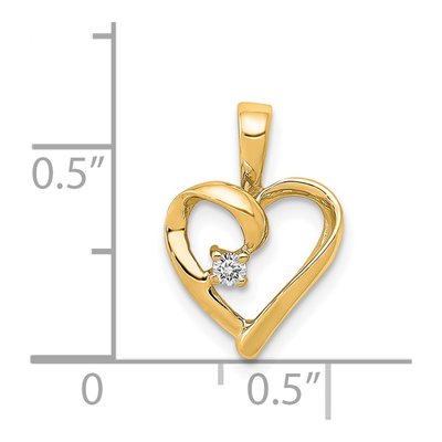 14K Yellow Gold Diamond Heart Pendant – view 2