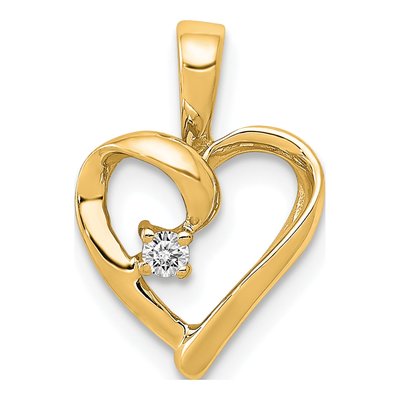 14K Yellow Gold Diamond Heart Pendant
