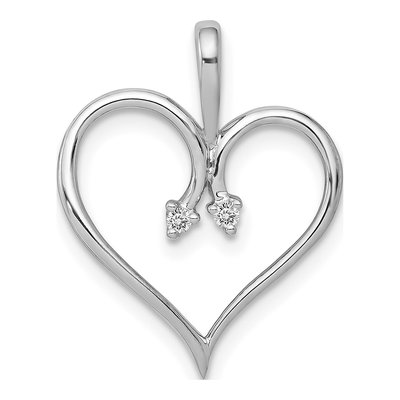 14K White Gold Diamond Heart Pendant