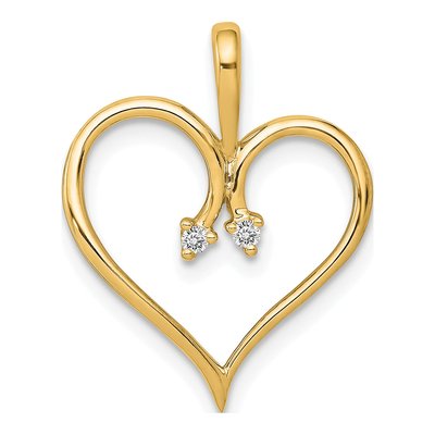 14K Yellow Gold Diamond Heart Pendant