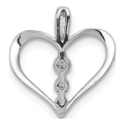 14K White Gold 1/10 ct tw Diamond 3-Stone Heart Pendant – view 4
