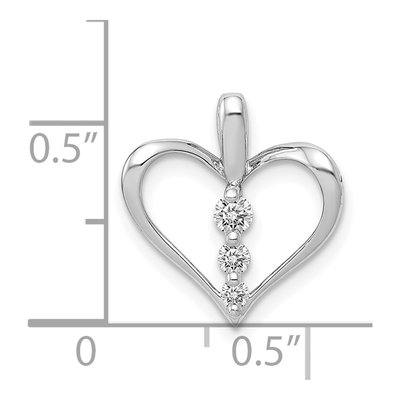 14K White Gold 1/10 ct tw Diamond 3-Stone Heart Pendant – view 5