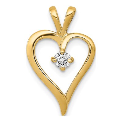 14K Yellow Gold 1/10 ct tw Diamond Heart Pendant