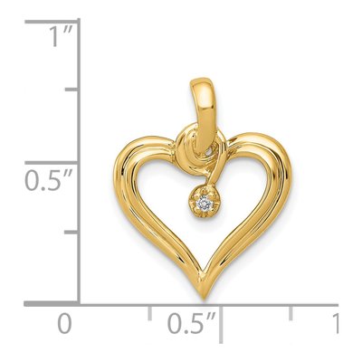 14K Yellow Gold Diamond Heart Pendant – view 4