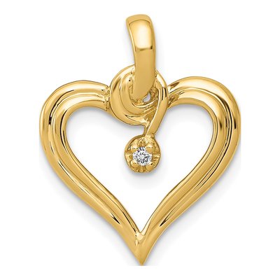14K Yellow Gold Diamond Heart Pendant