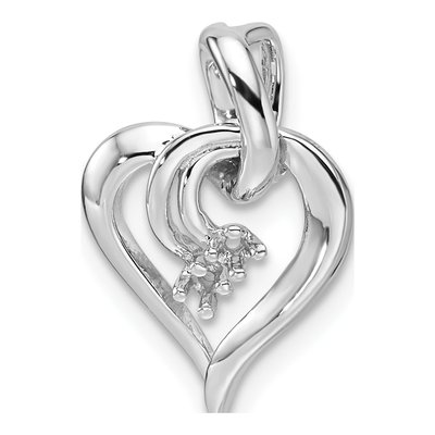14K White Gold Heart Pendant Mounting