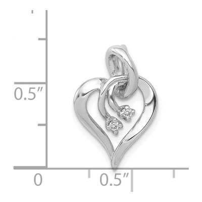 14K White Gold 1/20 ct tw Diamond Fancy Heart Pendant – view 4
