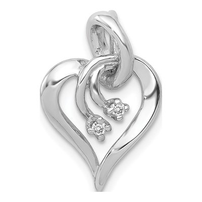 14K White Gold 1/20 ct tw Diamond Fancy Heart Pendant
