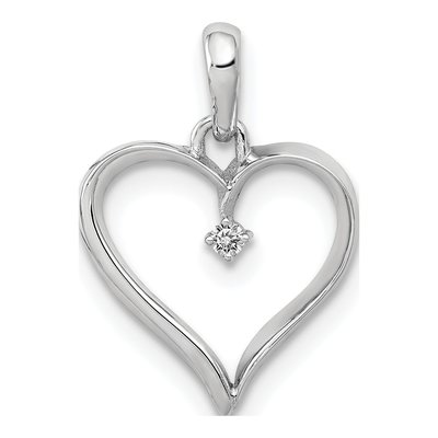14K White Gold Diamond Heart Pendant, 0.035 ctw