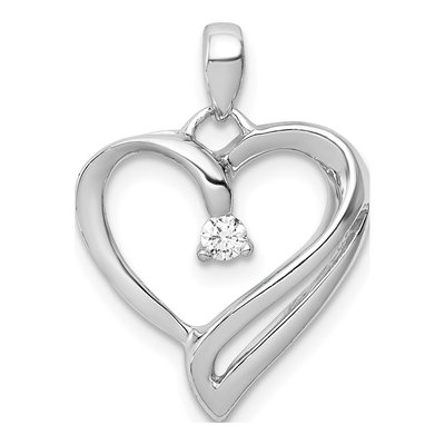 14K White Gold 1/15 ct tw Diamond Heart Pendant