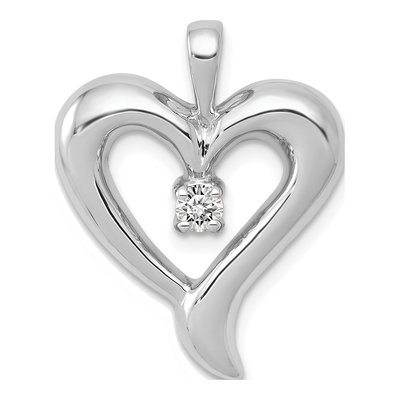 14K White Gold 1/10 ct tw Diamond Heart Pendant