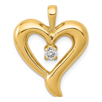 14K Yellow Gold 1/10 ct tw Diamond Heart Pendant