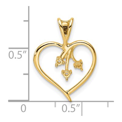 10K Yellow Gold Heart for 3-Stones Pendant – view 5