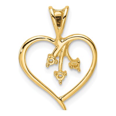 10K Yellow Gold Heart for 3-Stones Pendant