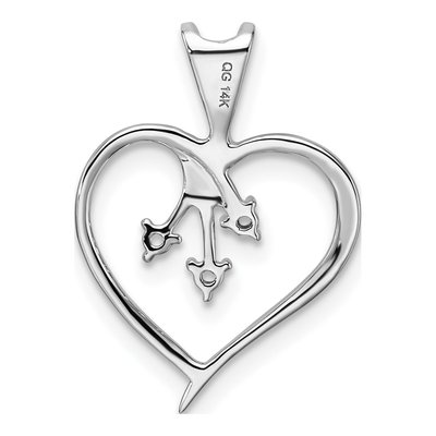 14K White Gold Heart for 3-Stones Pendant – view 5