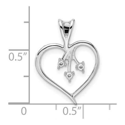 14K White Gold Heart for 3-Stones Pendant – view 6