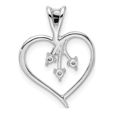 14K White Gold Heart for 3-Stones Pendant