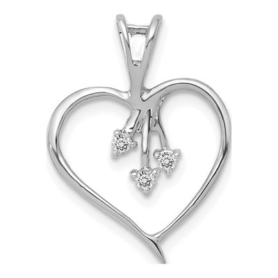 14K White Gold 1/20 ct tw Diamond Heart Pendant