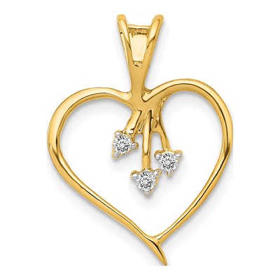 14K Yellow Gold 1/20 ct tw Diamond Heart Pendant