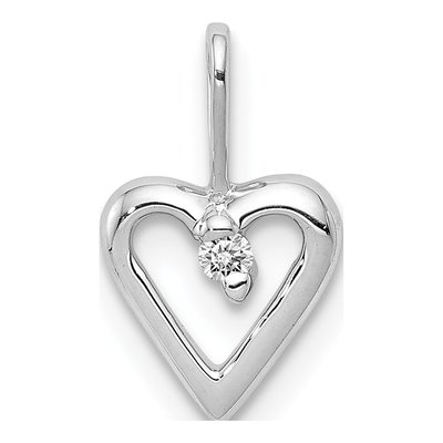 14K White Gold Diamond Heart Pendant