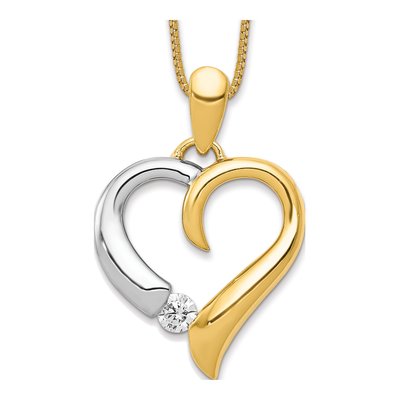 14K Two-Tone Gold 1/15 ct tw Diamond Heart Pendant