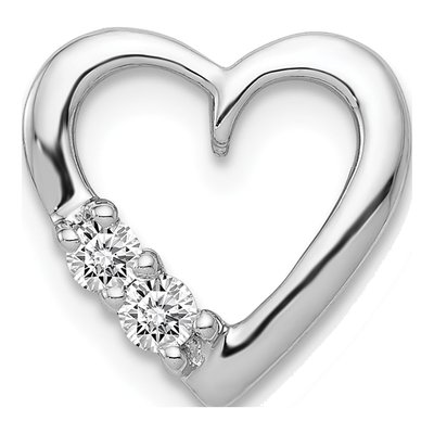 14K White Gold 1/10 ct tw Diamond Heart Slide Pendant