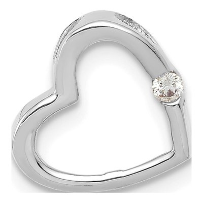 14K White Gold Diamond Heart Slide Pendant