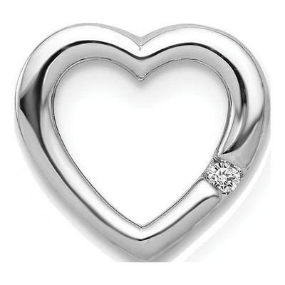 14K White Gold Diamond Heart Slide Pendant