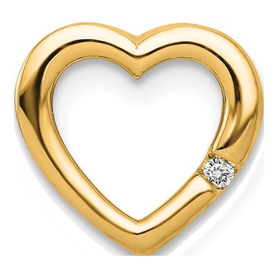 14K Yellow Gold Diamond Heart Slide Pendant