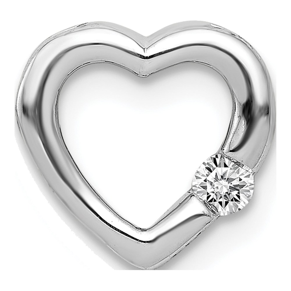 14K White Gold 1/20 ct tw Diamond Heart Slide Pendant