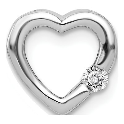 14K White Gold 1/20 ct tw Diamond Heart Slide Pendant
