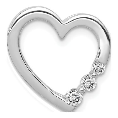 14K White Gold 1/6 ct tw Diamond Heart Slide Pendant