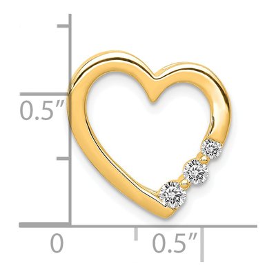 14K Yellow Gold 1/6 ct tw Diamond 3-Stone Heart Slide Pendant – view 3