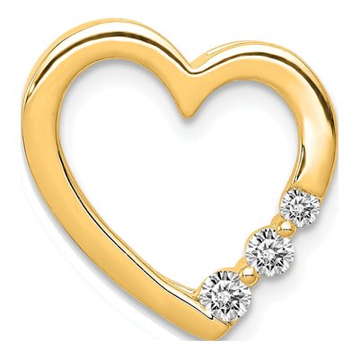 14K Yellow Gold 1/6 ct tw Diamond 3-Stone Heart Slide Pendant