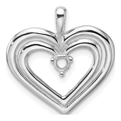 14K White Gold Double Heart Pendant Mounting