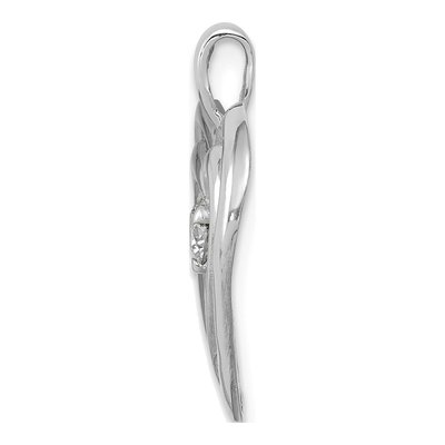 14K White Gold 1/8 ct tw Diamond Double Heart Pendant – view 2