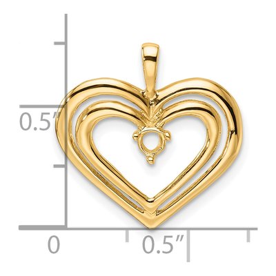 14K Yellow Gold Double Heart Pendant Mounting – view 5